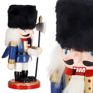 Dziadek do orzechów drewniany 16 cm żołnierzyk świąteczny niebiesko-biały - Ozdoby bożonarodzeniowe - miniaturka - grafika 1