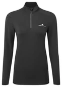 Bluzy sportowe damskie - RONHILL Bluza biegowa damska CORE THERMAL 1/2 ZIP TEE black/bright white - miniaturka - grafika 1