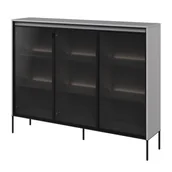 Kredensy - Kredens TR-08 z Oświetleniem Szary Trend Lenart Czarny, Szary - miniaturka - grafika 1