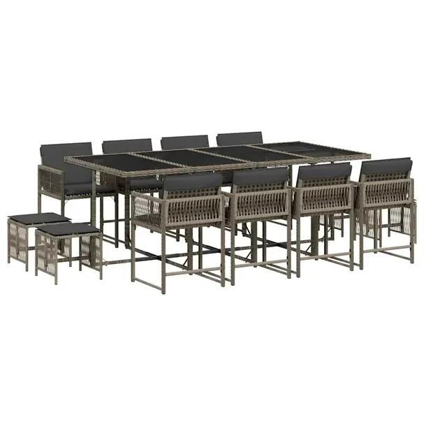 Zestaw Mebli Ogrodowych Rattan PE, Stół 220x106x73 cm, Krzesła 50,5x50x7