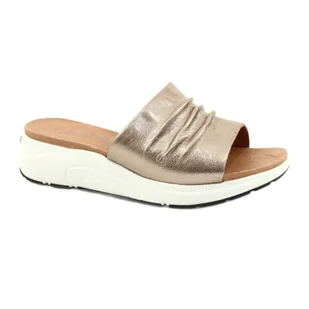 Caprice Komfortowe Klapki Damskie Taupe Metalik 9-27203-26 341 brązowe złoty - Klapki i japonki damskie - miniaturka - grafika 1