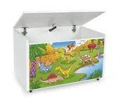 Pojemniki na zabawki - Duża Drewniana Skrzynia Na Zabawki Na Kółkach - Dinozaury - miniaturka - grafika 1