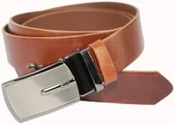 Paski - Pasek Męski Skórzany Arucce (PL) Skóra Licowa EXTRA 35 mm CIEMNY BRĄZOWY Gładki Klamra Samozaciskowa SREBRNA 37 - miniaturka - grafika 1