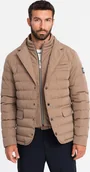 Kurtki męskie - Kurtka męska Ombre Pikowana męska kurtka o kroju marynarki beżowa V5 OM-JALP-0188 L - miniaturka - grafika 1