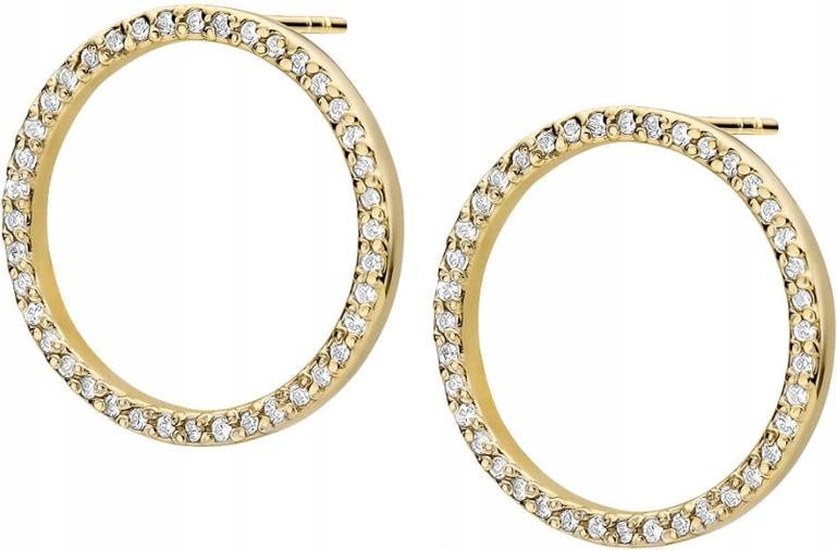 Złote kolczyki 585 ringi z diamentami koła 14kt elegancki wzór dla niej