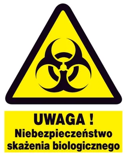 UWAGA NIEBEZPIECZEŃSTWO SKAŻENIA BIOLOGICZNE - tablica 225X275 ostrzegawcza LIBRES POLSKA SP - Akcesoria BHP - miniaturka - grafika 1