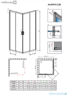 Brilis Alienta Black D kabina prostokątna 80x100 czarna szkło przejrzyste 10258010-54-01 - Kabiny prysznicowe - miniaturka - grafika 2