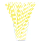 Słomki do napojów - Słomka papierowa w biało-żółte paski 12 sztuk - miniaturka - grafika 1