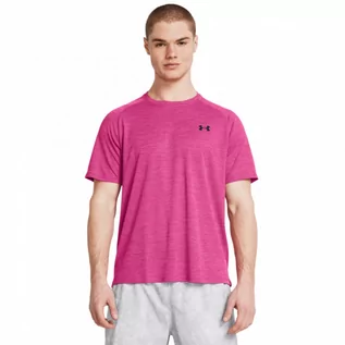 Koszulki sportowe męskie - Męska koszulka treningowa Under Armour UA Tech Textured SS - różowa - UNDER ARMOUR - grafika 1