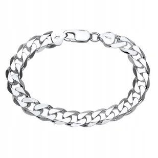 Gruba Bransoletka Srebrna Męska Pancerka Srebro 925 Diamentowana 8Mm Pełna - Bransolety męskie - miniaturka - grafika 1