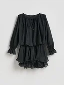 Sukienki - Reserved - Sukienka mini z wiązaniem - czarny - miniaturka - grafika 1