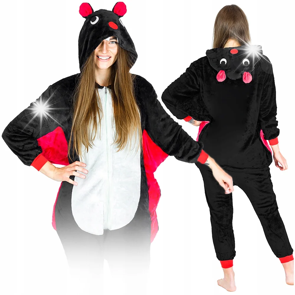 Piżama jednoczęściowa ciepła kostium dres onesie nietoperz damski zamek M