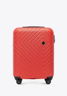 Walizki - Walizka kabinowa z ABS-u z geometrycznym tłoczeniem czerwona - miniaturka - grafika 1