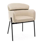 Krzesła - Krzesło tapicerowane welurowe do salonu jadalni BOLZANO beżowe - miniaturka - grafika 1