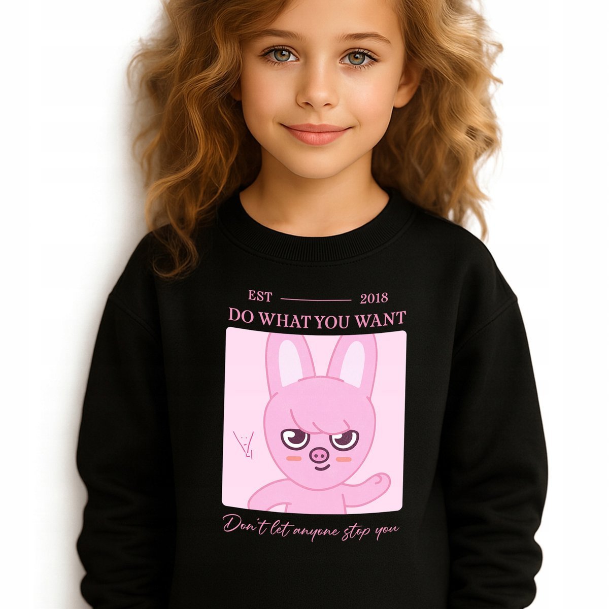 Bluza Dziecięca Czarna DO WHAY YOU WANT Prezent Muzyka KPOP Wz Rozm 152 cm