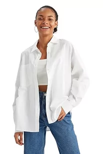DeFacto Koszula damska z tkaniny bawełnianej z długimi rękawami, biały, M - Koszule damskie - miniaturka - grafika 1