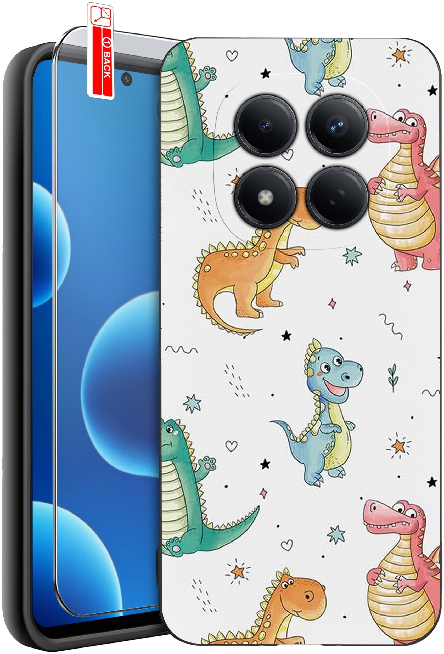 krainaGSM Etui Do Xiaomi Redmi Note 15 Pro 5G Wzory Silikonowe Matt Case + Szkło