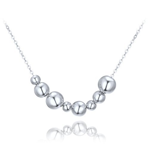 MINET Elegancki srebrny naszyjnik z kulkami