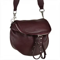 Torebki damskie - Lekka bordowa listonoszka z szerokim paskiem skóra naturalna - miniaturka - grafika 1