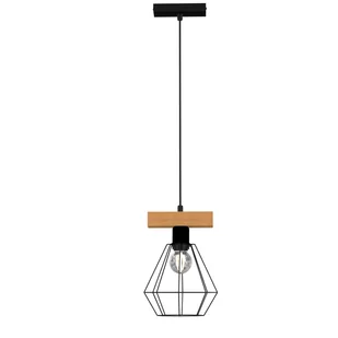 Lampa wisząca, druciany klosz, ozdobne drewno LX 4101 z serii VASTRA - Lampy sufitowe - miniaturka - grafika 1