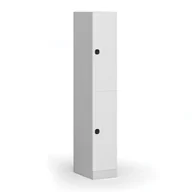 Szafki biurowe - Szafka ubraniowa ze schowkami, 2 schowki, 1850 x 300 x 500 mm, zamek elektroniczny z kodem, drzwi laminowane, biała - miniaturka - grafika 1