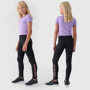 Legginsy Dziewczęce Spodnie 4F Dzianinowe Czarne 4FJWAW24TTIGF172 Czarny 134 - Legginsy - miniaturka - grafika 1
