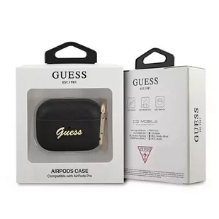 Guess GUAPSASMK AirPods Pro cover czarny/black Saffiano Script Metal Collection - Akcesoria do słuchawek - miniaturka - grafika 3