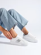 Sneakersy damskie - Białe damskie buty sneakersy na platformie Shelovet-37 - miniaturka - grafika 1