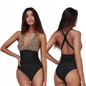 Stroje kąpielowe - STRÓJ KĄPIELOWY JEDNOCZĘŚCIOWY CENTKI PASKI L 40 - miniaturka - grafika 1