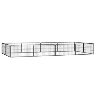 vidaXL Kojec dla psa, 12 panele, czarny, 100x50 cm, stal - Sprzęt podróżny i transportery dla psów - miniaturka - grafika 1