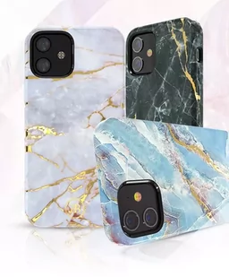Kingxbar Marble Series eleganckie etui pokrowiec z nadrukiem marmur iPhone 12 mini niebieski - Etui i futerały do telefonów - miniaturka - grafika 3