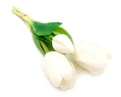 Sztuczne kwiaty - Tulipany silikonowe jak żywe białe w bukiecie 3 sztuk gumowe 29 cm - miniaturka - grafika 1