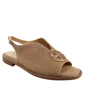 Sandały damskie - S.Barski KV51-047 sandały damskie skórzane z ozdobą comfort beżowe - miniaturka - grafika 1