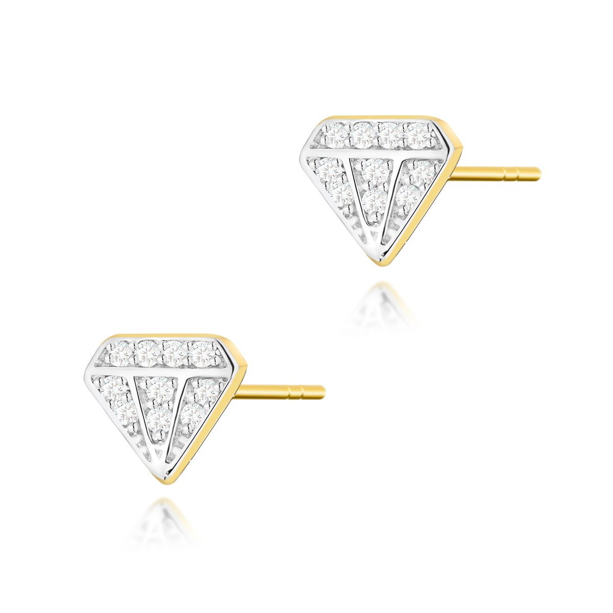 Złote kolczyki KO504 z diamentami żółte złoto pr. 585