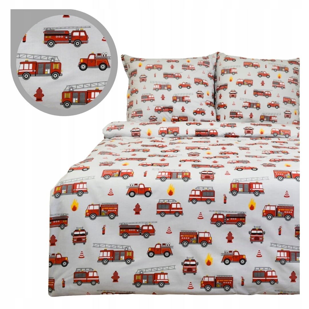 Pościel Dziecięca 160x200 2 x 70x80 Straż Szara Produkt Polski Bawełna