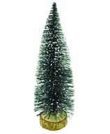 Choinki - Choinka sztuczna na pniu zielona ciemna z brokatem ośnieżona 26 cm - miniaturka - grafika 1