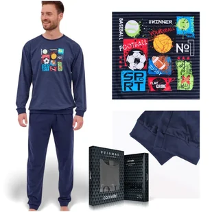 CORNETTE Pi��ama M��ska WINNER 308/258 Bawe��niana Granatowa Paski Rozmiar XXL - Piżamy damskie - miniaturka - grafika 1