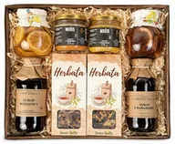 Zestawy upominkowe - Duży kosz prezentowy z herbatami owocowymi, przetworami i miodami - miniaturka - grafika 1
