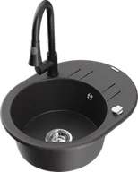 Zlewozmywaki z baterią - Mexen Kevin zlewozmywak granitowy 1-komorowy z ociekaczem i baterią kuchenną Elia, czarny nakrapiany - 6517-76-670101-70 - miniaturka - grafika 1