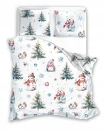 Pościel dla dzieci - POŚCIEL bawełniana ŚWIĄTECZNA 140x200 70x90 choinki bałwany misie pingwiny - miniaturka - grafika 1