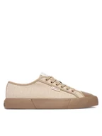 Trampki damskie - Calvin Klein Trampki Vulc Low Laceup Aop Canvas HW0HW03142 Beżowy - miniaturka - grafika 1