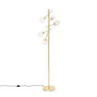 Lampy stojące - QAZQA Klasyczna lampa podłogowa złota ze szkłem - Elien - miniaturka - grafika 1