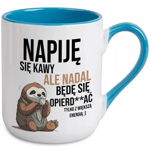 KUBEK NIEBIESKI COFFE PREZENT DO PRACY NAPIJE SIĘ KAWY URODZINY IMIENINY WZ - Kubki - miniaturka - grafika 1