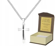 Biżuteria dla dzieci - 925 Srebrny łańcuszek krzyżyk DEDYKACJA 45 cm LK46 - miniaturka - grafika 1