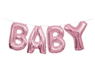 Baby shower i roczek - Banner z balonów, Baby, różowy - miniaturka - grafika 1