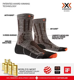 Skarpetki męskie - X-Socks Unisex Trek Pioneer Socks skarpety trekkingowe, skarpety turystyczne, męskie i damskie, skarpety czarny zamsz melanż/x-pomarańczowy/czarny 45-47 XS-TS02S19U - grafika 1