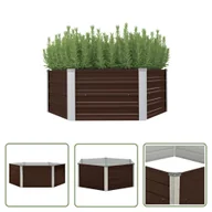 Donice - The Living Store Donica do podniesionej grządki - brązowa - 129x129x46 cm - stal - Skrzynia Do Podniesionej Grządki - miniaturka - grafika 1