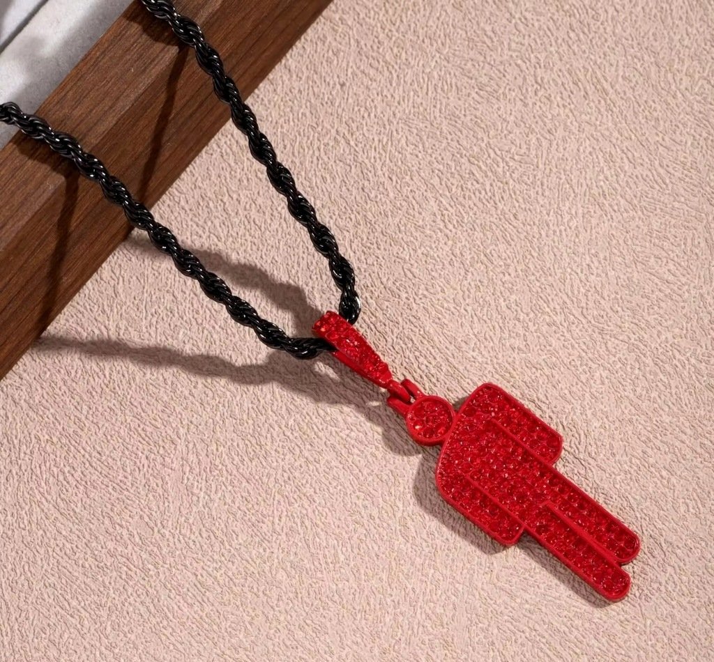 Naszyjnik wisiorek chain Billie Eilish bad guy czerwony prezent