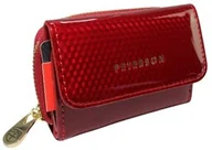 Portfele - Portfel Skórzany Peterson Bułeczka Skóra Naturalna Z Suwakiem 7440 CZERWONY - miniaturka - grafika 1