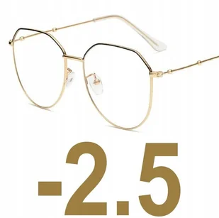 Okulary korekcyjne złoto-czarne ładne metal -2.5 - Okulary korekcyjne, oprawki, szkła - miniaturka - grafika 1